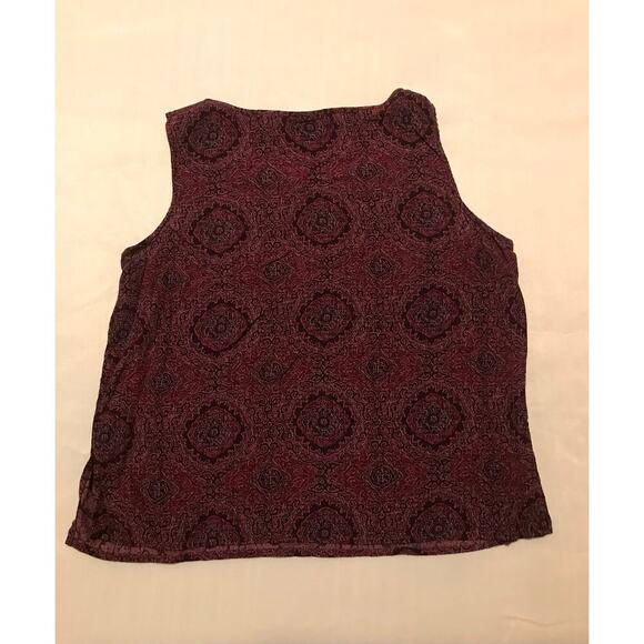 Liz Claiborne maroon ladies medium tank office boho dark feminine quirky preppy - Picture 7 of 7